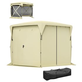 Outsunny 11 x 11ft Pop Up Gazebo Screen Tent with Removable Roof Cover, Roll-up Wind Panels for Camping, Backyard, Beige