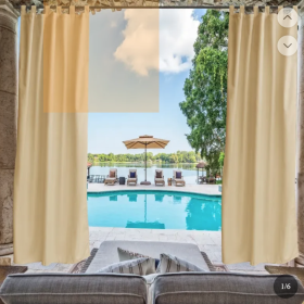 Beige Toile Outdoor Thermal Blackout Curtain - 50 In. W X 120 In. L (Option: 50x120inch)